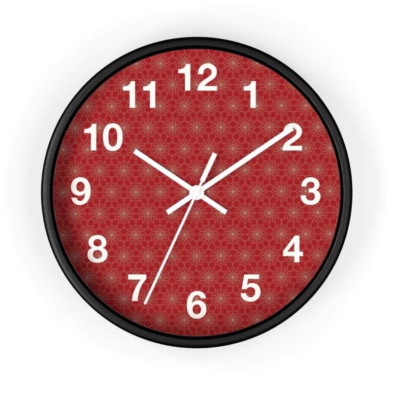 Benji Wall Clock - 10 / Black / White - Home Decor black, Clock, pattern, red, Wall Clock Made in 