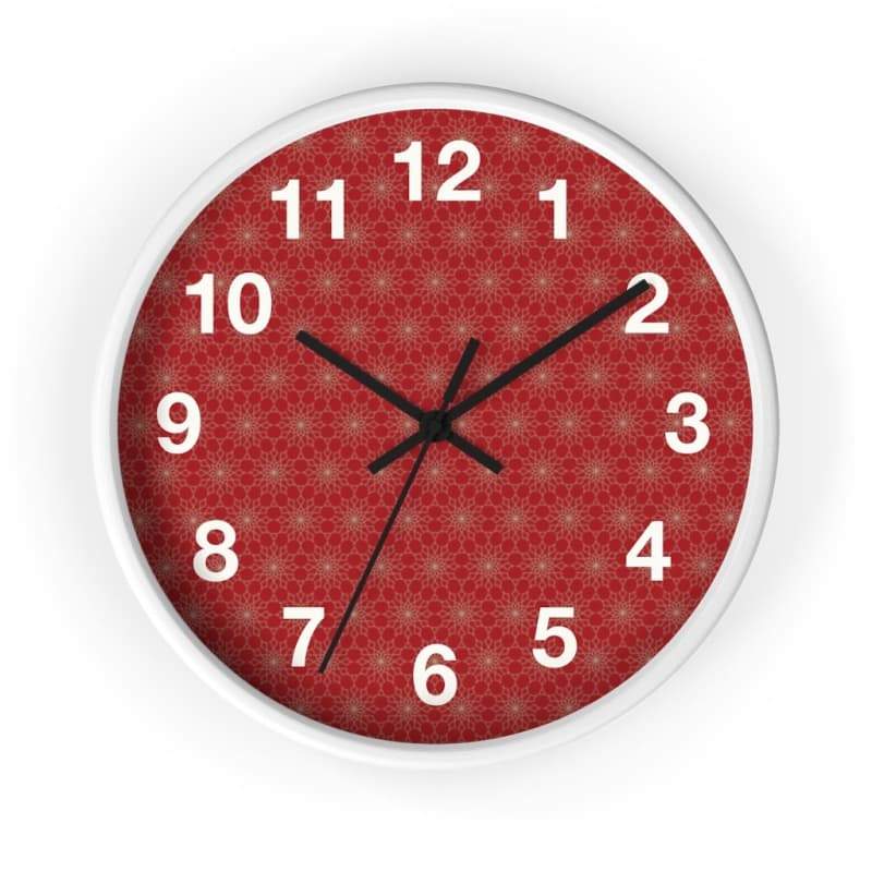 Benji Wall Clock - 10 / White / Black - Home Decor black, Clock, pattern, red, Wall Clock Made in 