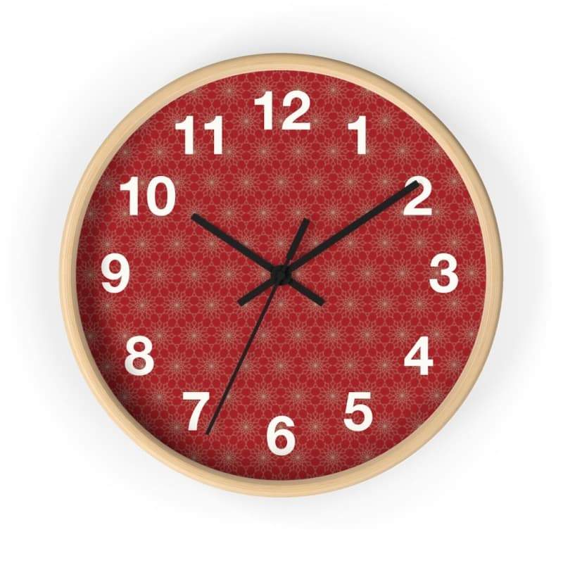 Benji Wall Clock - 10 / Wooden / Black - Home Decor black, Clock, pattern, red, Wall Clock Made in 
