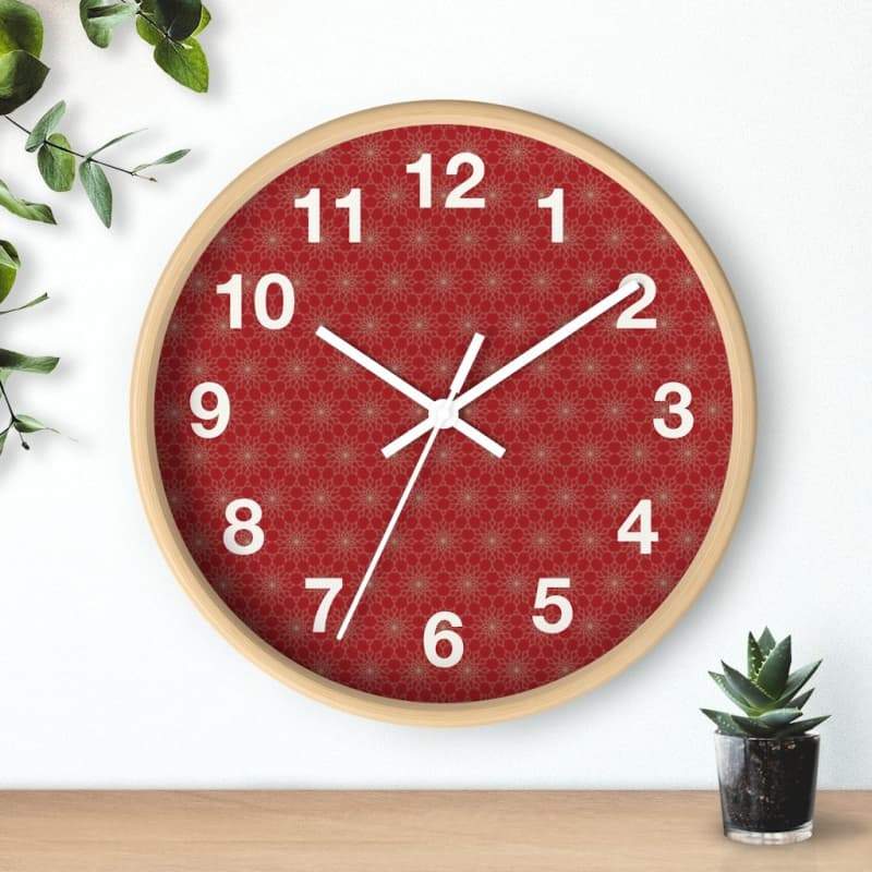 Benji Wall Clock - Home Decor black, Clock, pattern, red, Wall Clock Made in USA