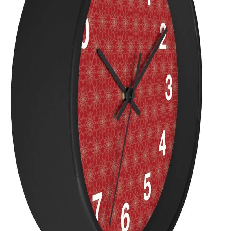 Benji Wall Clock - Home Decor black, Clock, pattern, red, Wall Clock Made in USA