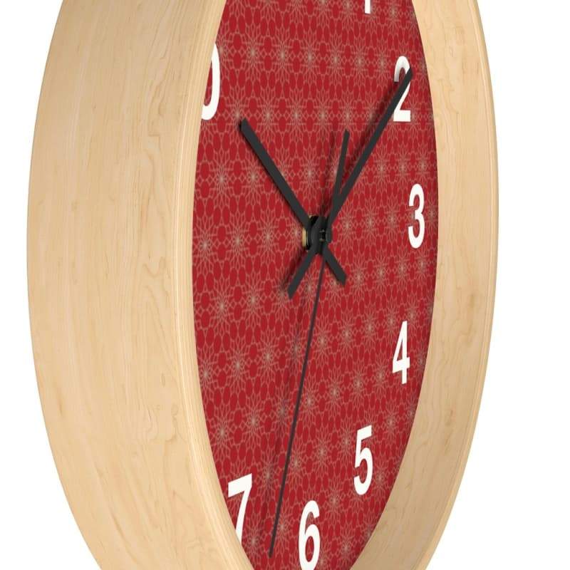 Benji Wall Clock - Home Decor black, Clock, pattern, red, Wall Clock Made in USA