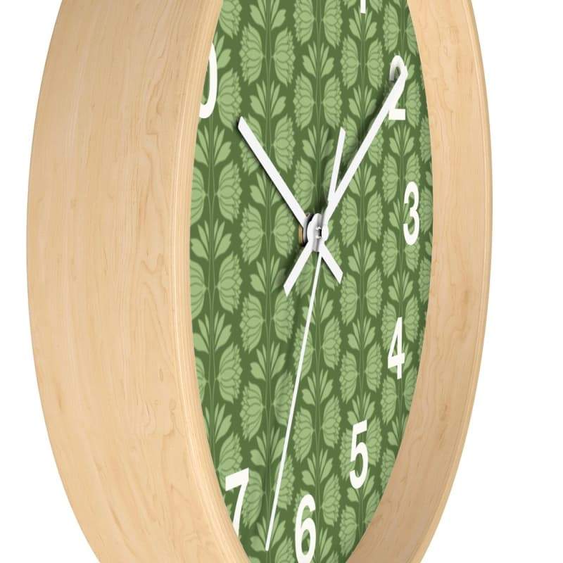 Sarah Wall Clock - Home Decor black, Clock, flowers, green, olive green Made in USA