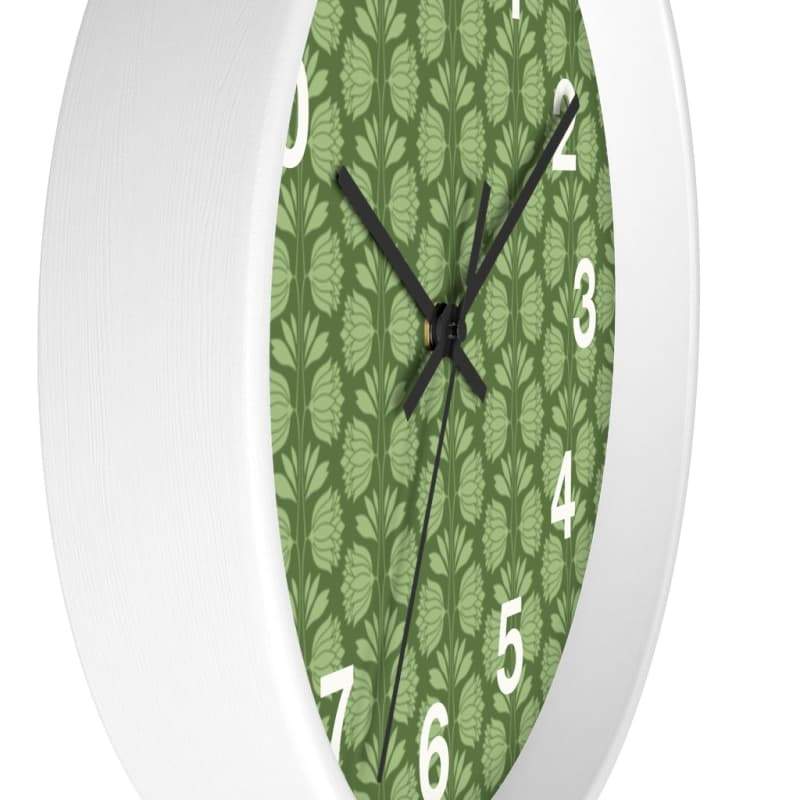 Sarah Wall Clock - Home Decor black, Clock, flowers, green, olive green Made in USA
