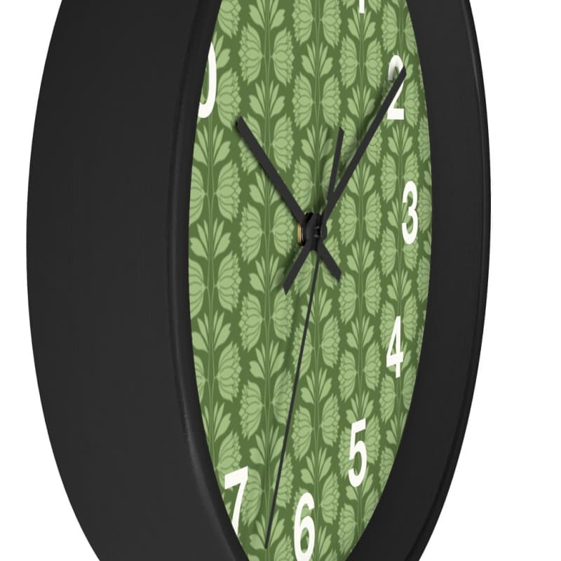 Sarah Wall Clock - Home Decor black, Clock, flowers, green, olive green Made in USA