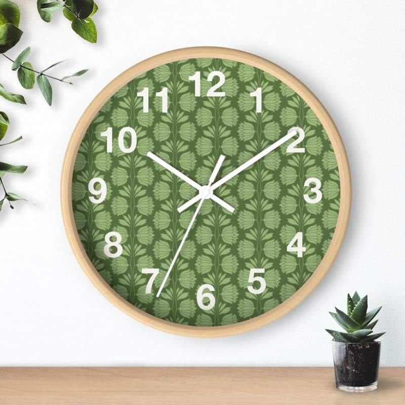Sarah Wall Clock - Home Decor black, Clock, flowers, green, olive green Made in USA