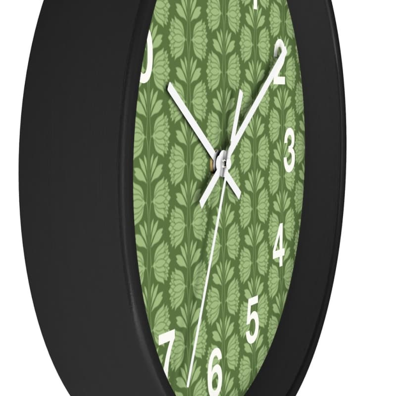 Sarah Wall Clock - Home Decor black, Clock, flowers, green, olive green Made in USA