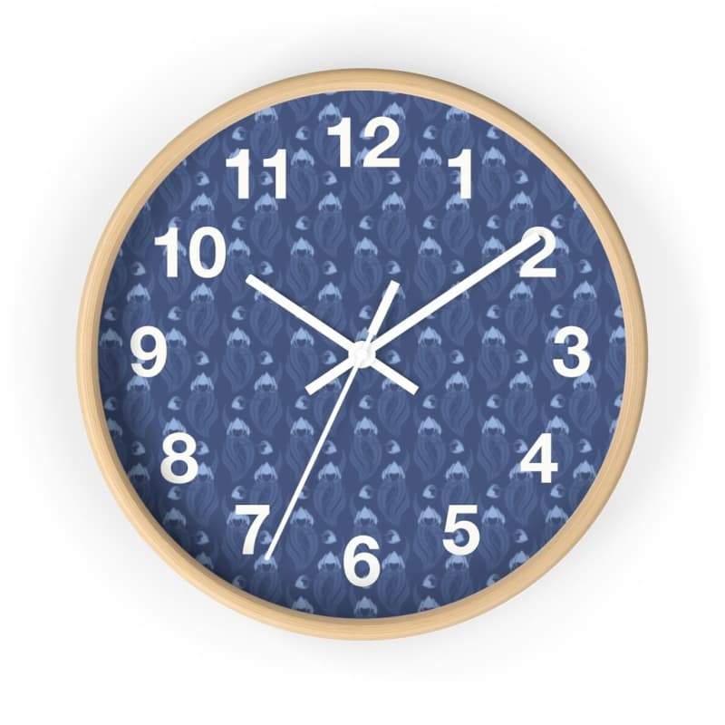 Victoria Wall Clock - 10 / Wooden / White - Home Decor Art Deco, Blue, Clock, Pattern, Wall Clock 